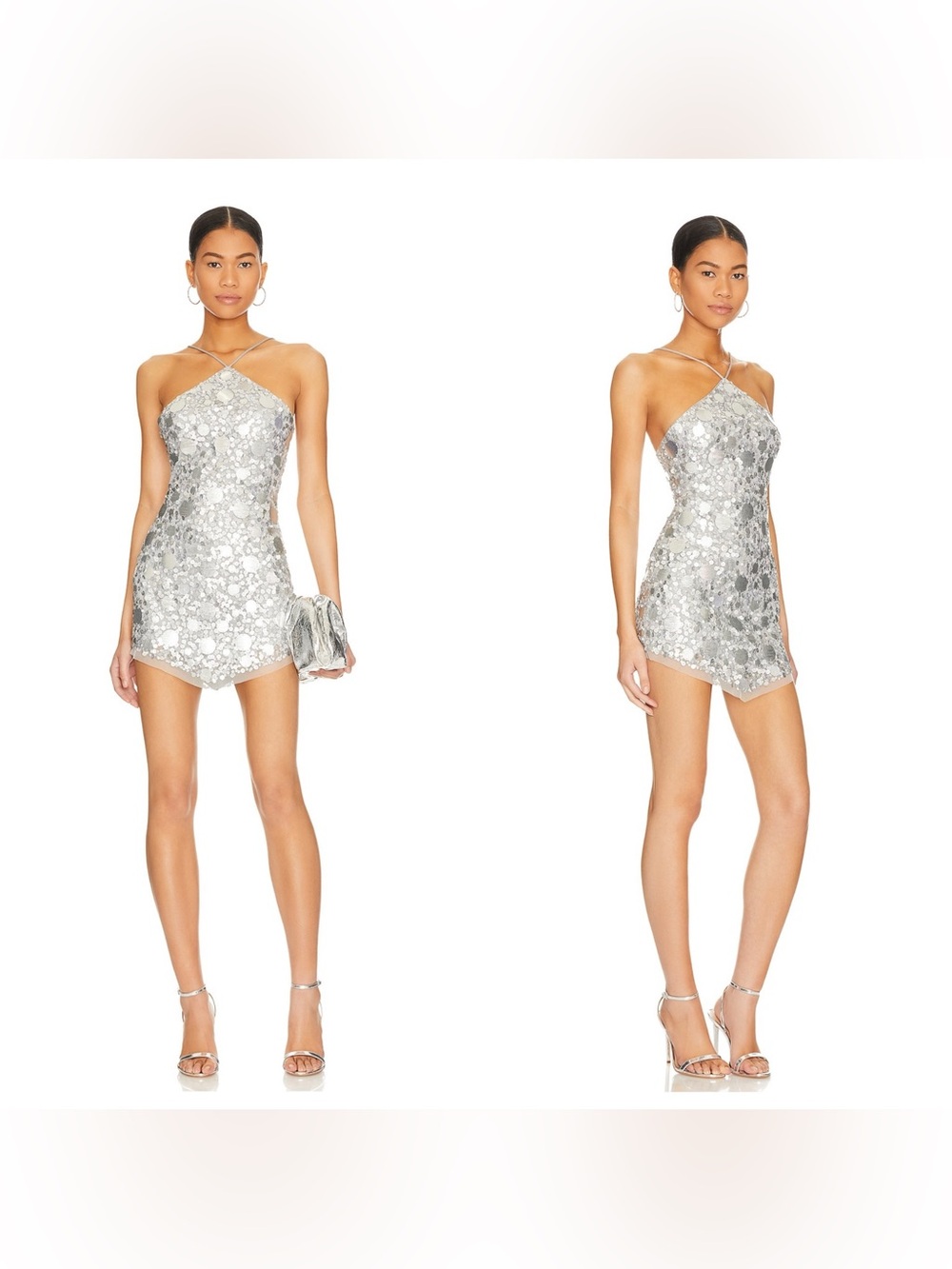 Lovers and Friends Quinn Embellished Mini Dress in Silver
